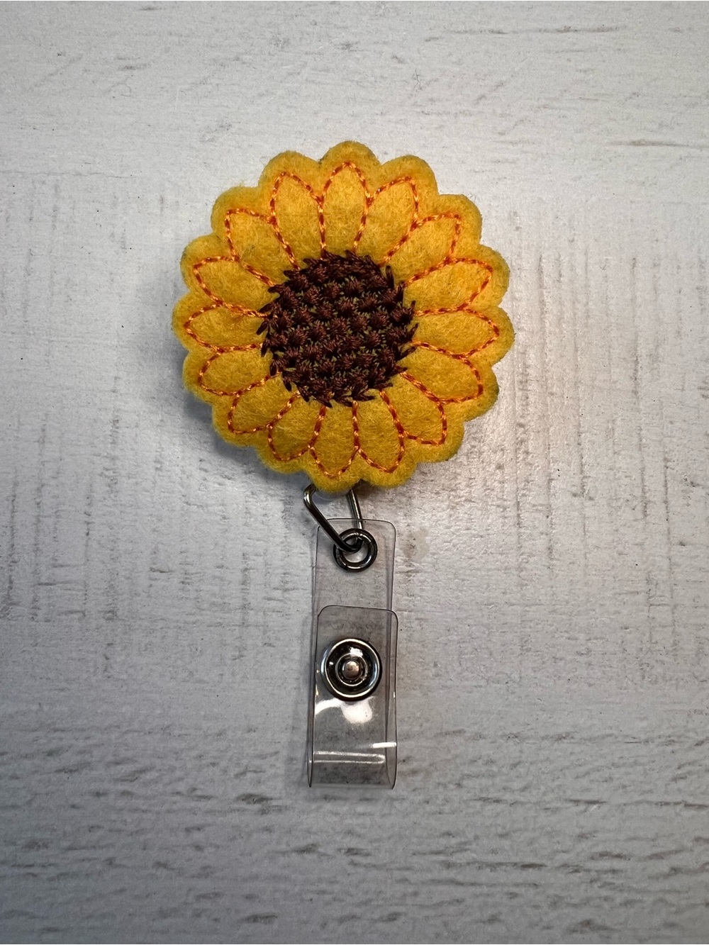 Sunflower Felt Badge Reel
